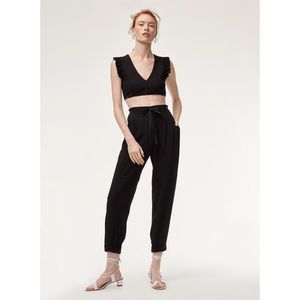 Aritzia Wilfred Marias Pant in deep red and black design